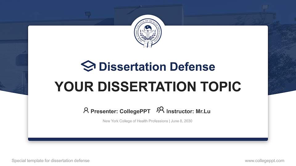 New York College of Health Professions Graduation Thesis Defense PPT Template16:9 ratio PPT effect preview image
