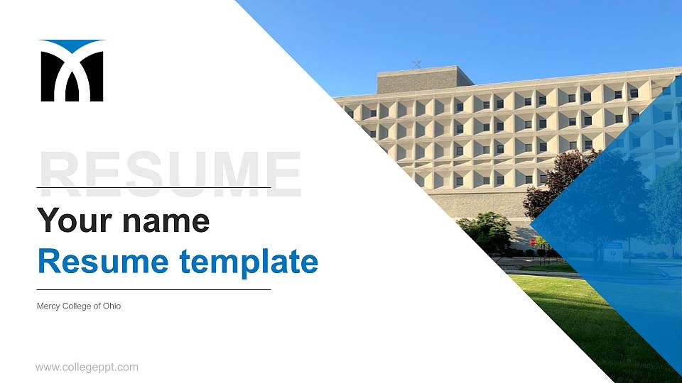 Mercy College of Ohio Resume PPT Template16:9 ratio PPT effect preview image