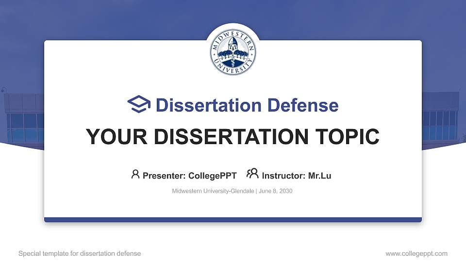 Midwestern University-Glendale Graduation Thesis Defense PPT Template16:9 ratio PPT effect preview image