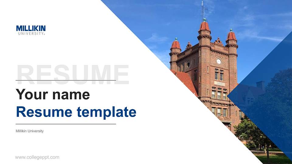 Millikin University Resume PPT Template16:9 ratio PPT effect preview image