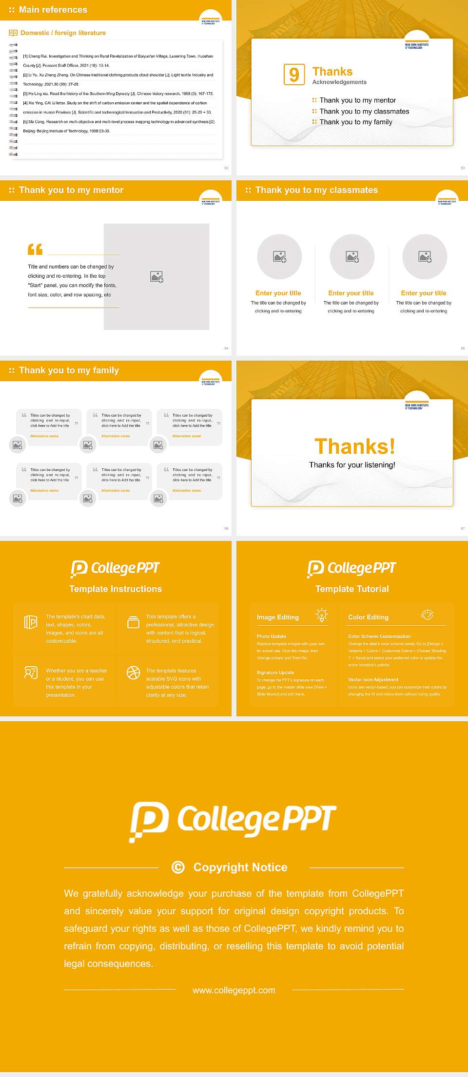 New York Institute of Technology Graduation Thesis Defense PPT Template4:3 ratio PPT effect preview image7