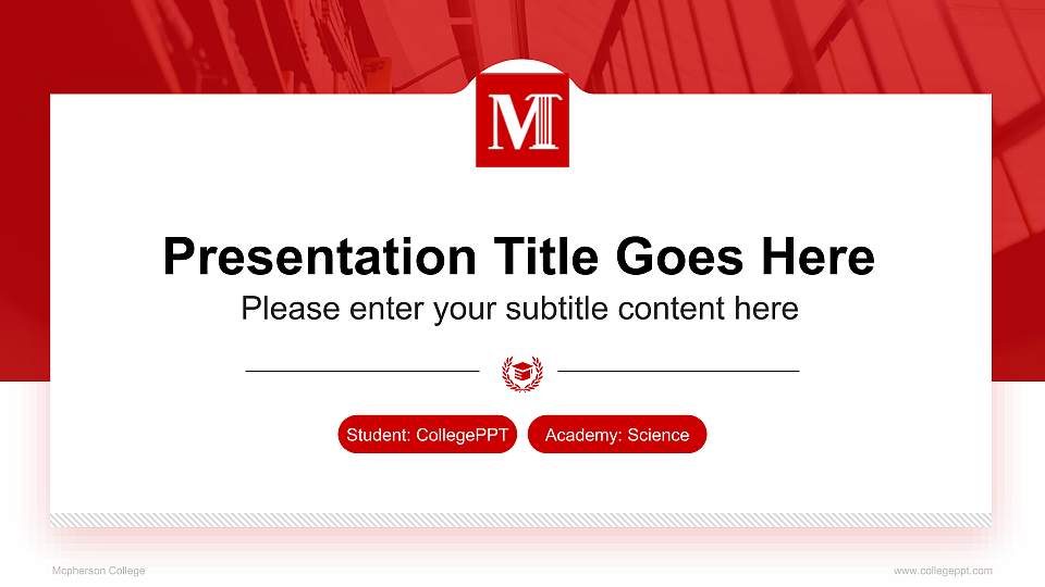 Mcpherson College National Scholarship Defense PPT Template16:9 ratio PPT effect preview image