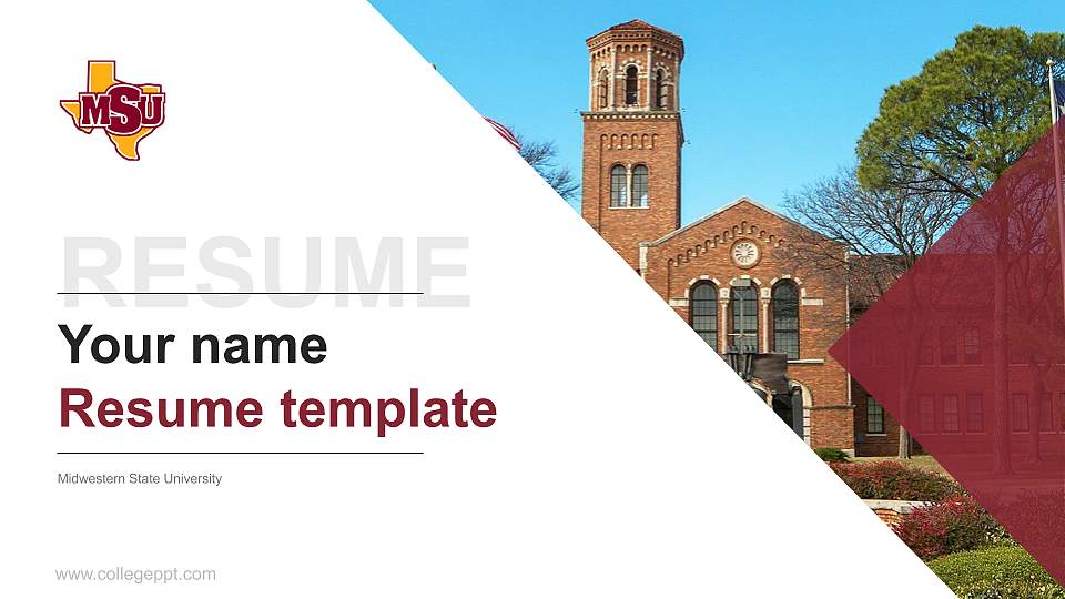 Midwestern State University Resume PPT Template16:9 ratio PPT effect preview image