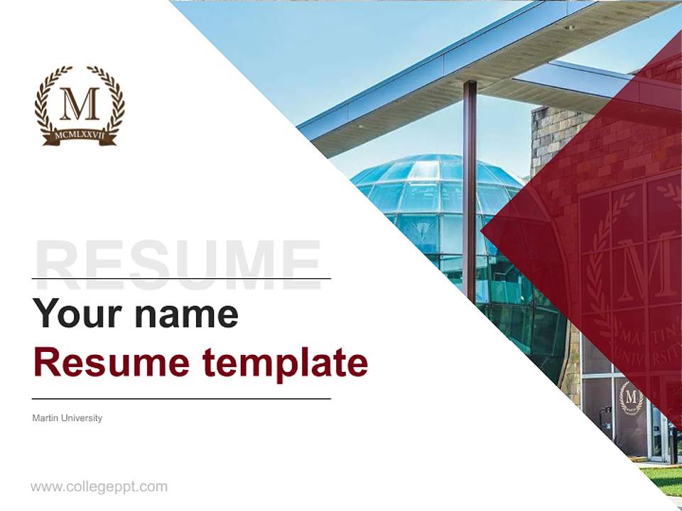 Martin University Resume PPT Template4:3 ratio PPT effect preview image5