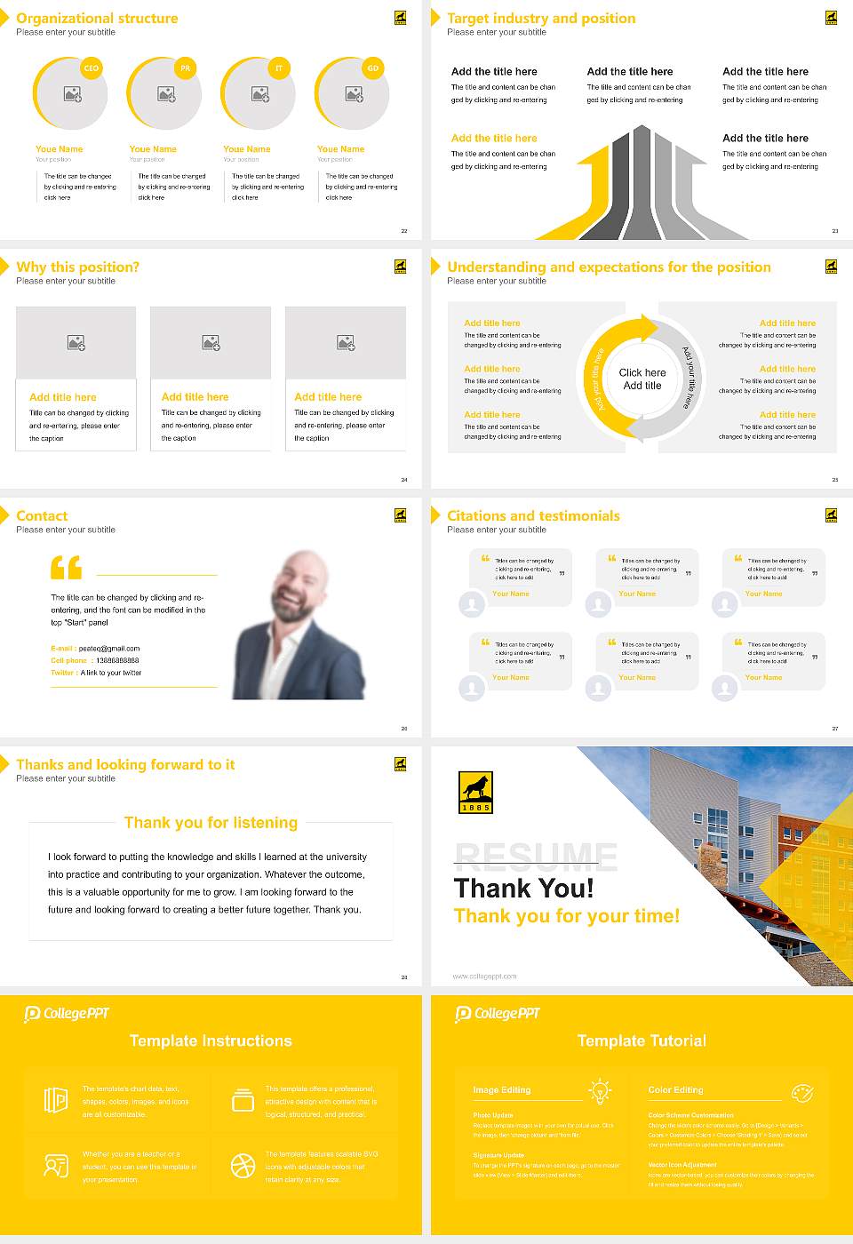 Michigan Technological University Resume PPT Template16:9 ratio PPT effect preview image4