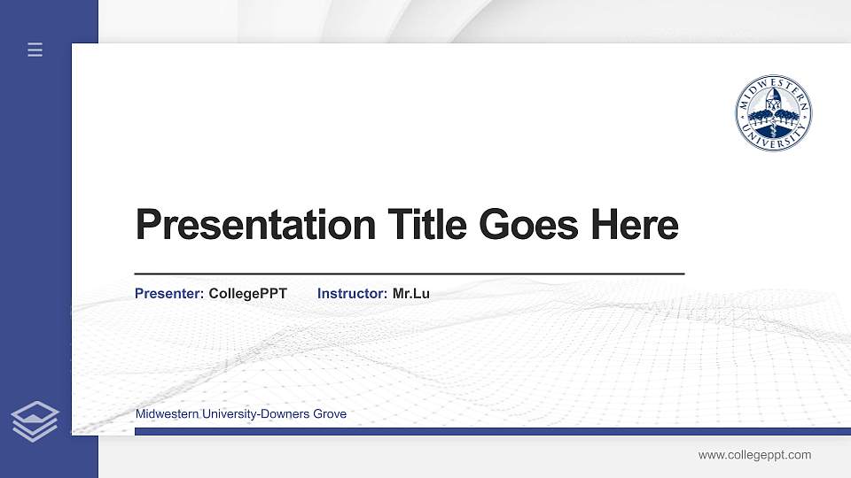 Midwestern University-Downers Grove Thesis Proposal/Graduation Defense PPT Template16:9 ratio PPT effect preview image1
