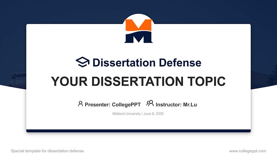 Midland University Graduation Thesis Defense PPT Template16:9 ratio PPT effect preview image