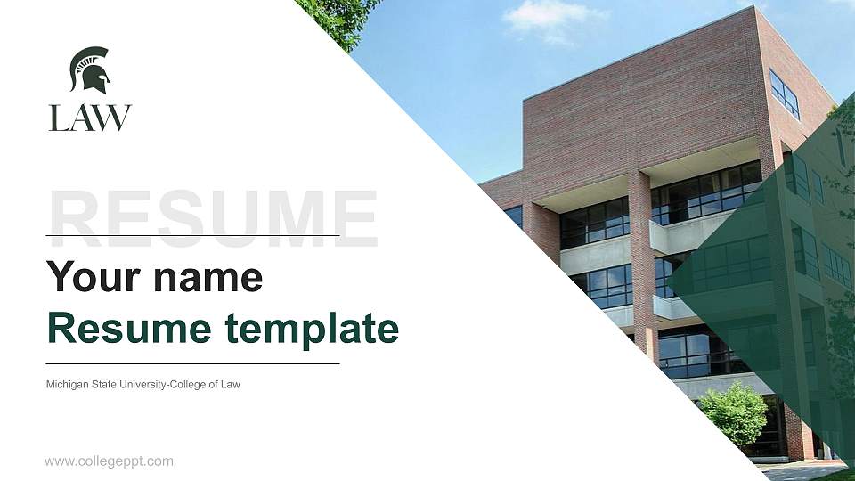 Michigan State University-College of Law Resume PPT Template16:9 ratio PPT effect preview image