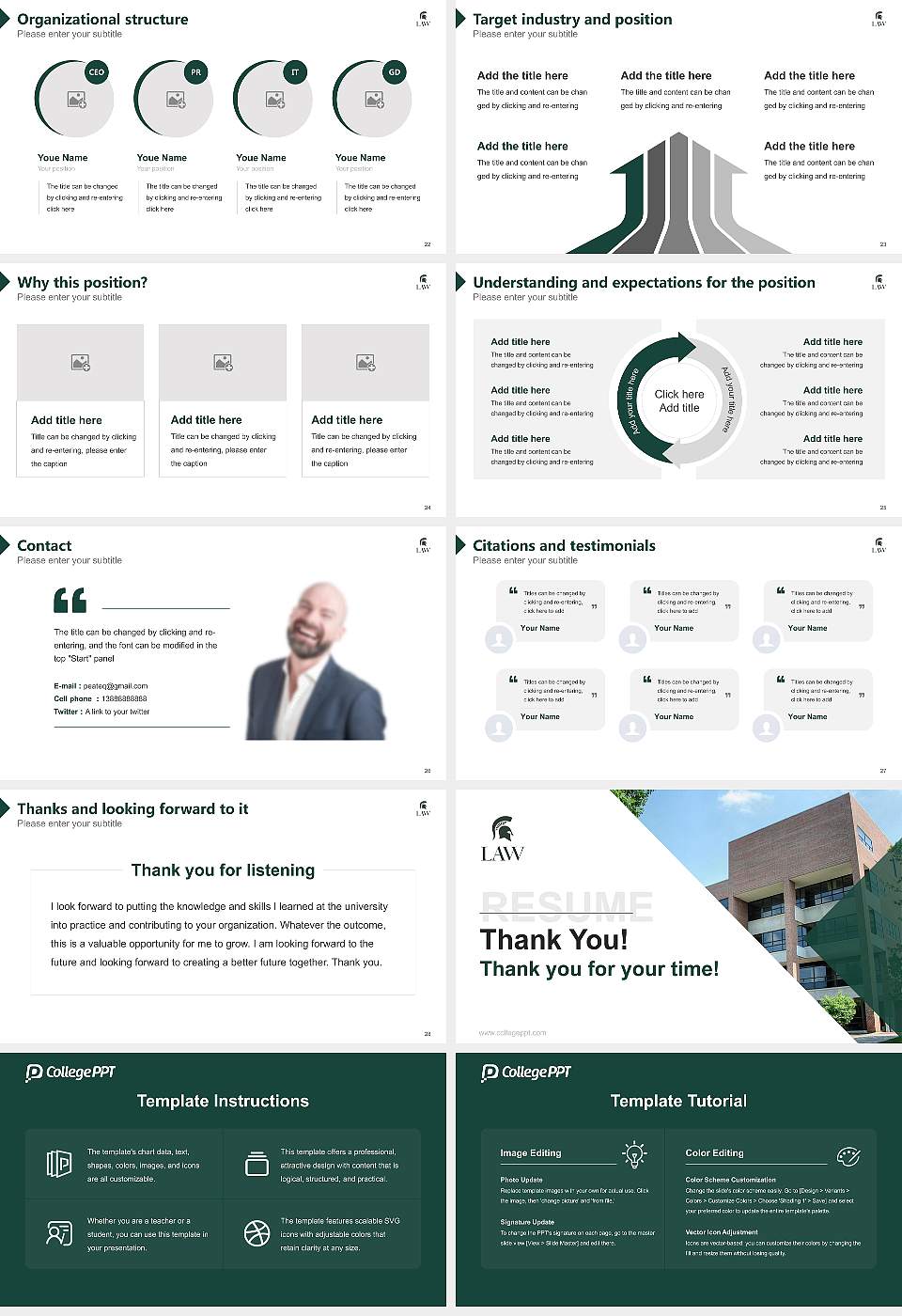 Michigan State University-College of Law Resume PPT Template16:9 ratio PPT effect preview image4