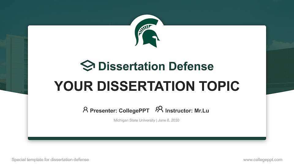 Michigan State University Graduation Thesis Defense PPT Template16:9 ratio PPT effect preview image
