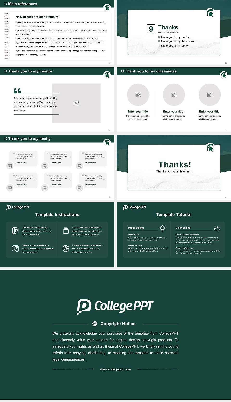 Michigan State University Graduation Thesis Defense PPT Template16:9 ratio PPT effect preview image7