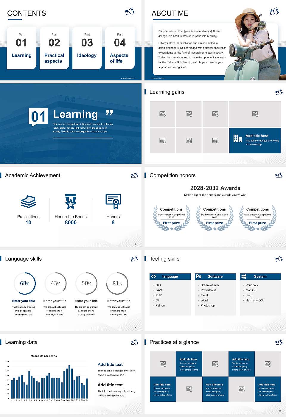 Messenger College National Scholarship Defense PPT Template16:9 ratio PPT effect preview image2
