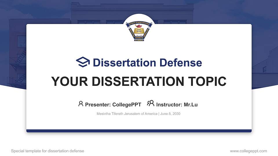 Mesivtha Tifereth Jerusalem of America Graduation Thesis Defense PPT Template16:9 ratio PPT effect preview image