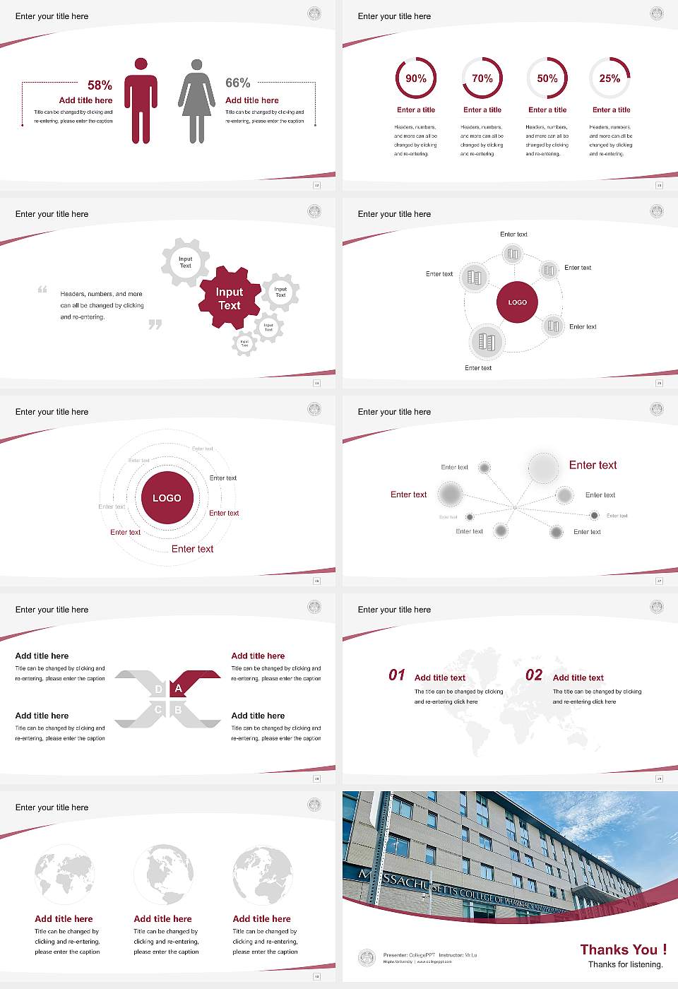 Mcphs University Course/Courseware Creation PPT Template16:9 ratio PPT effect preview image4