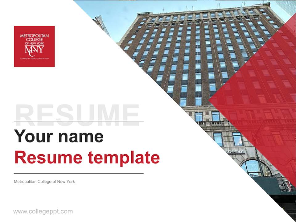 Metropolitan College of New York Resume PPT Template4:3 ratio PPT effect preview image5