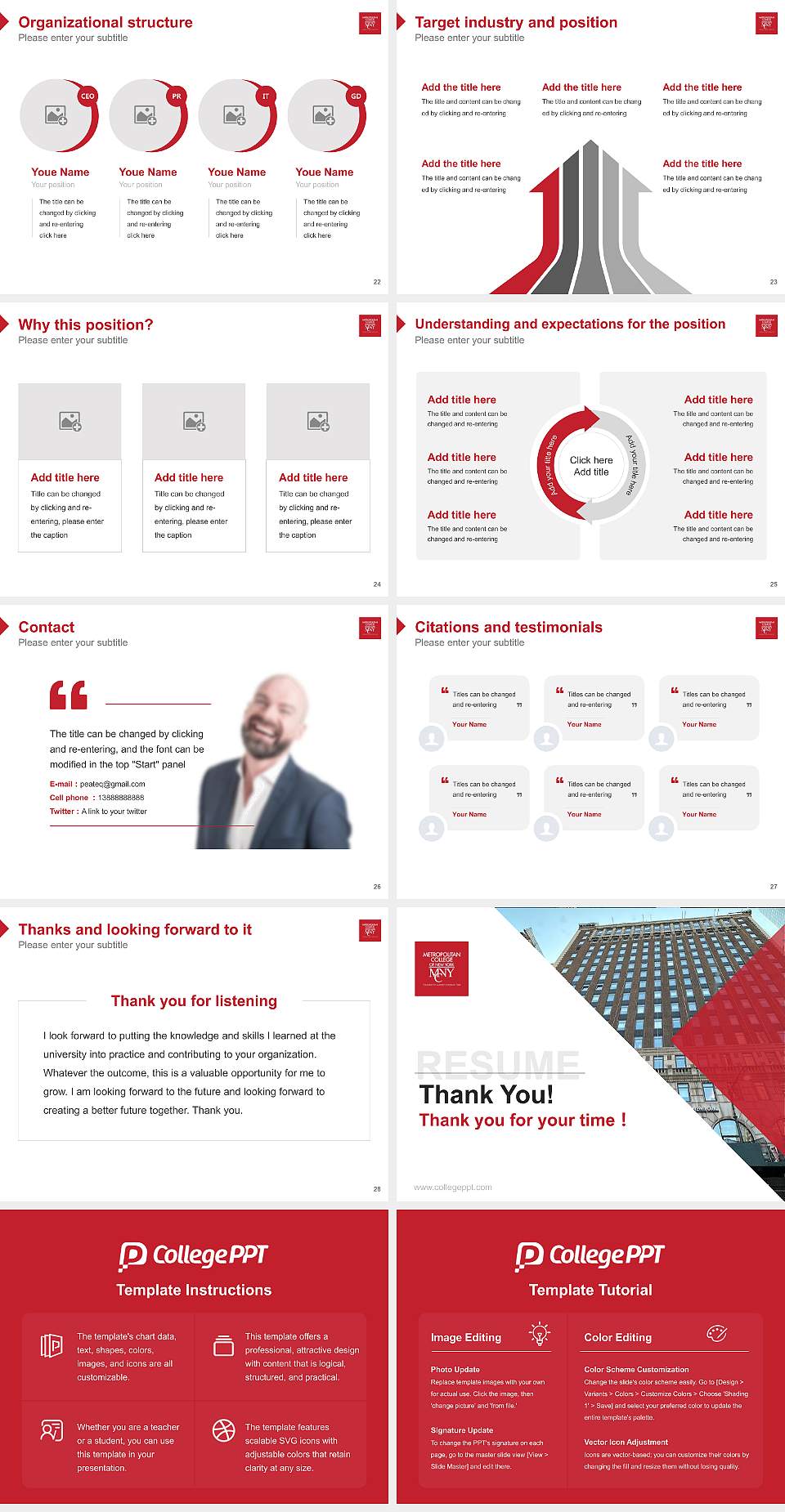 Metropolitan College of New York Resume PPT Template4:3 ratio PPT effect preview image4