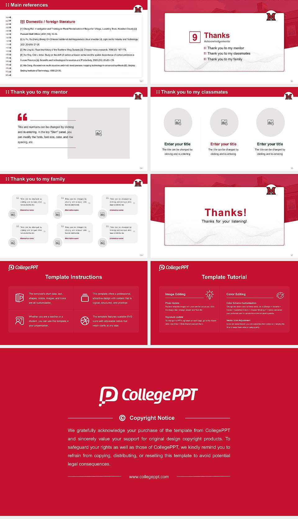 Miami University-Oxford Graduation Thesis Defense PPT Template16:9 ratio PPT effect preview image7