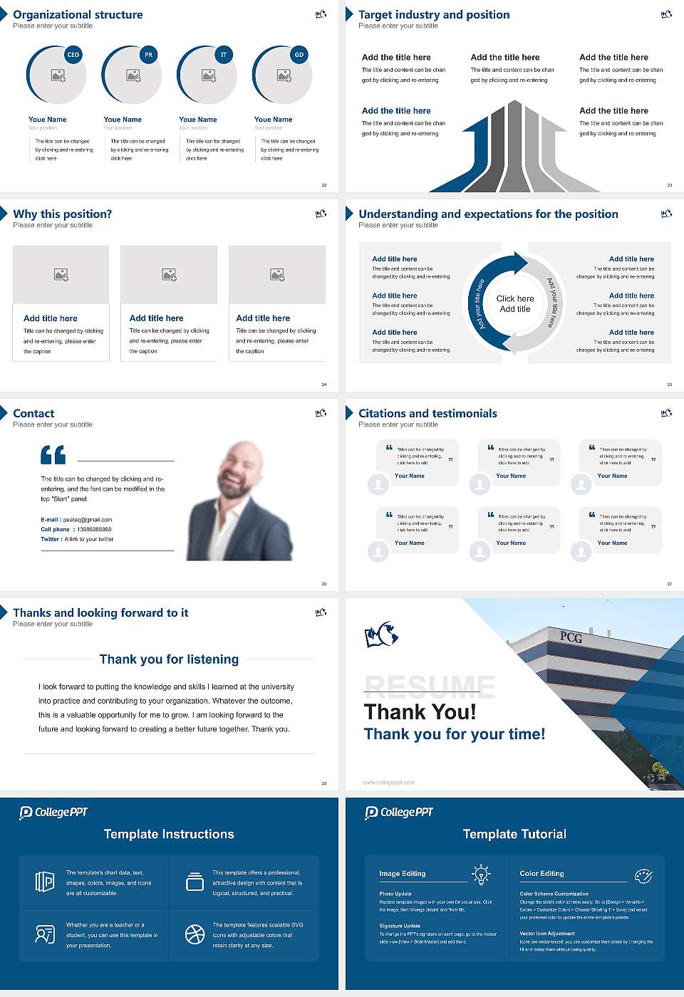 Messenger College Resume PPT Template16:9 ratio PPT effect preview image4