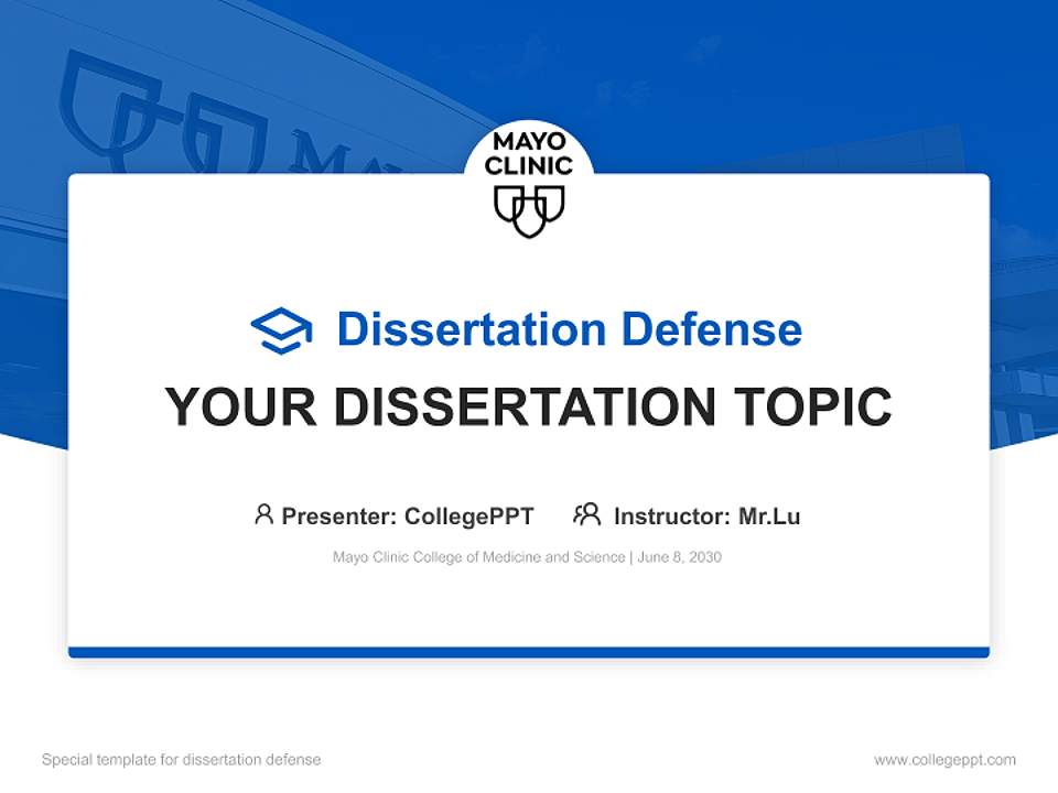Mayo Clinic College of Medicine and Science Graduation Thesis Defense PPT Template4:3 ratio PPT effect preview image7