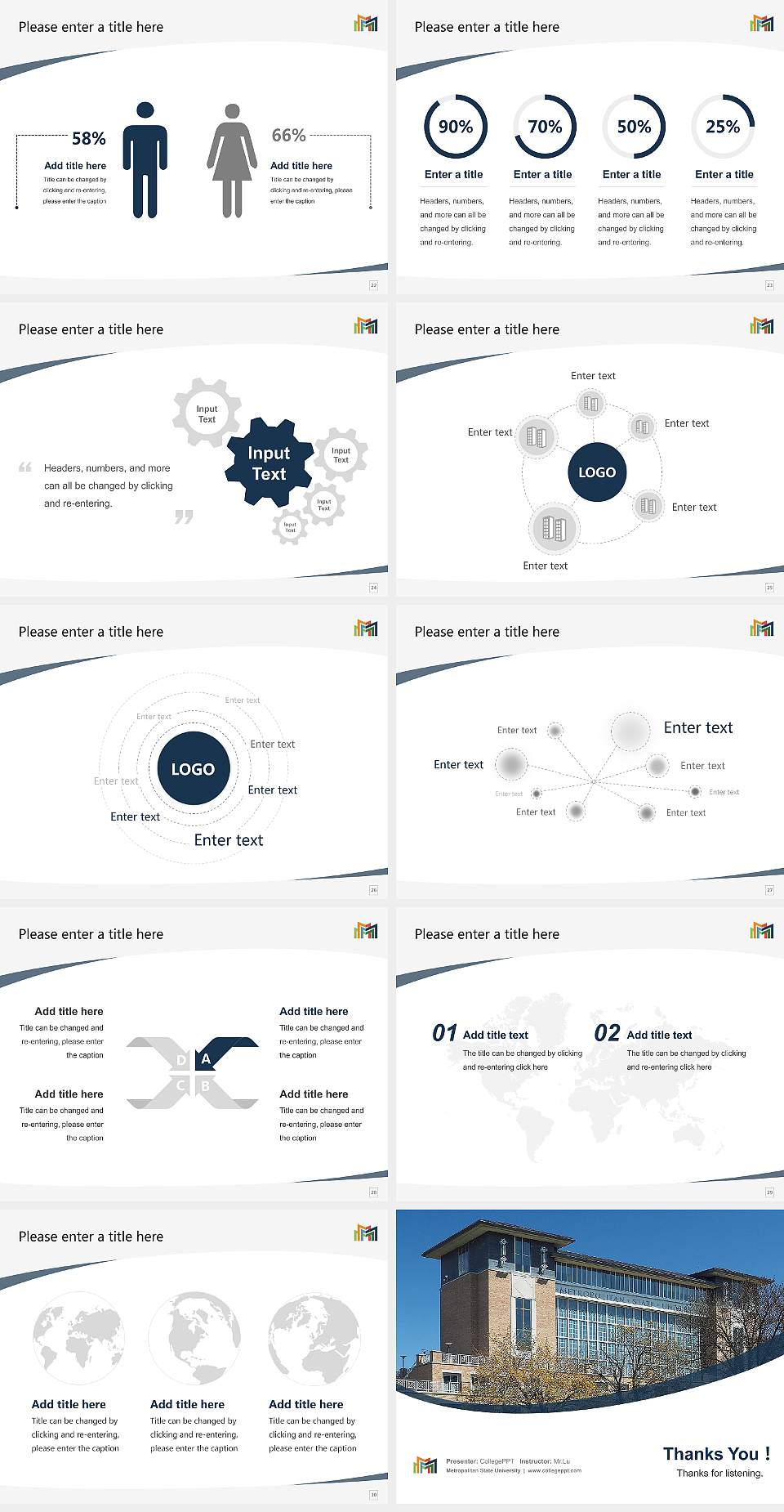 Metropolitan State University Course/Courseware Creation PPT Template4:3 ratio PPT effect preview image4