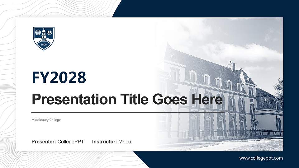 Middlebury College Academic Presentation/Research Findings Report PPT Template16:9 ratio PPT effect preview image