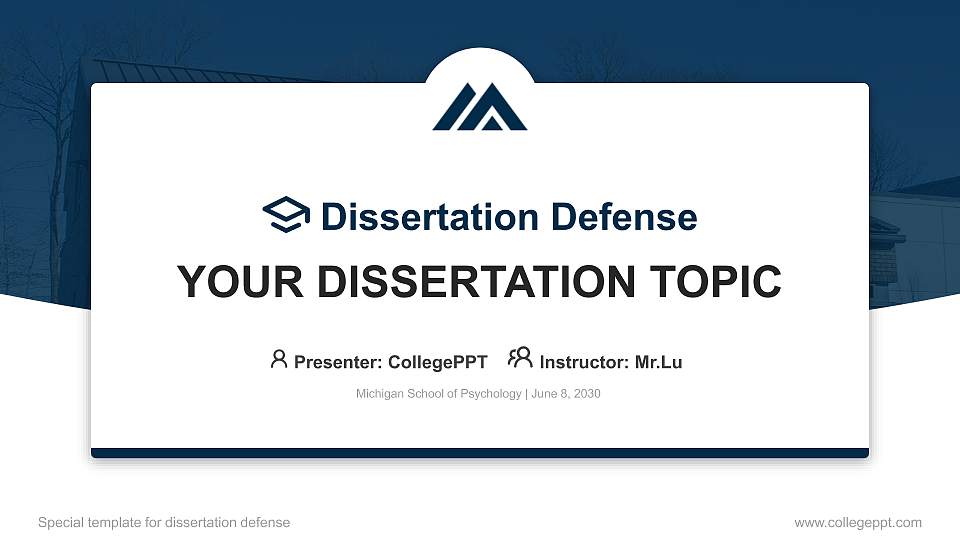 Michigan School of Psychology Graduation Thesis Defense PPT Template16:9 ratio PPT effect preview image