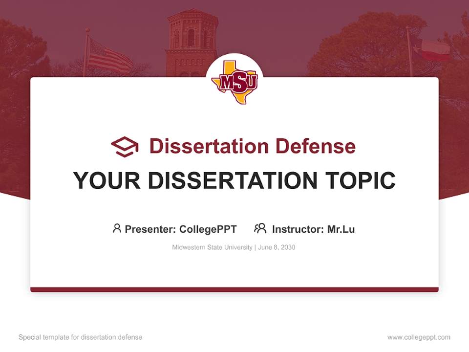 Midwestern State University Graduation Thesis Defense PPT Template4:3 ratio PPT effect preview image7