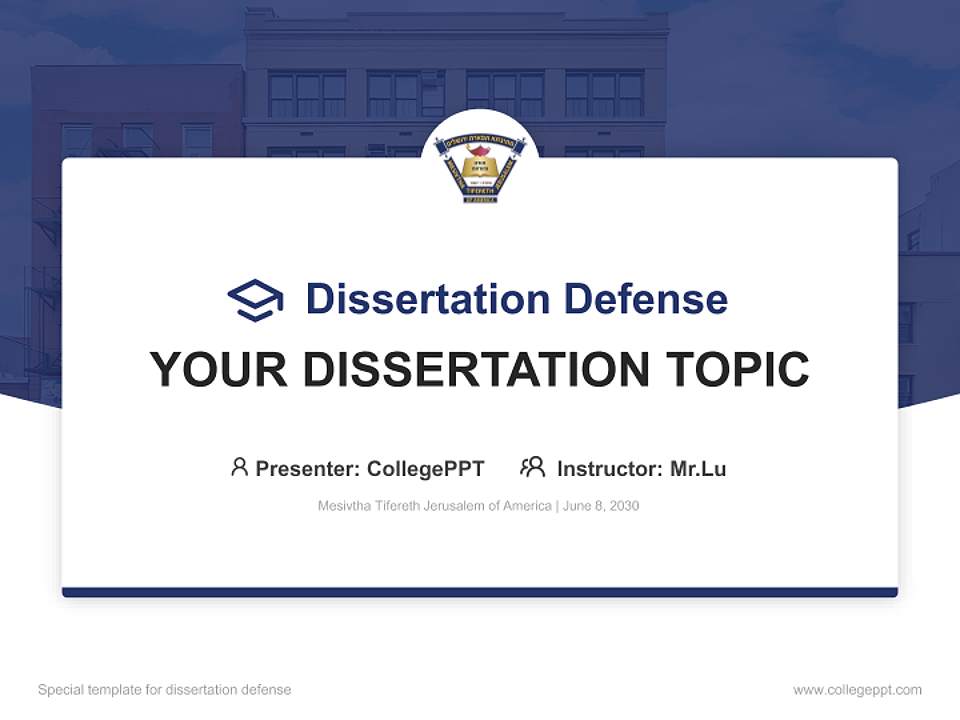 Mesivtha Tifereth Jerusalem of America Graduation Thesis Defense PPT Template4:3 ratio PPT effect preview image7