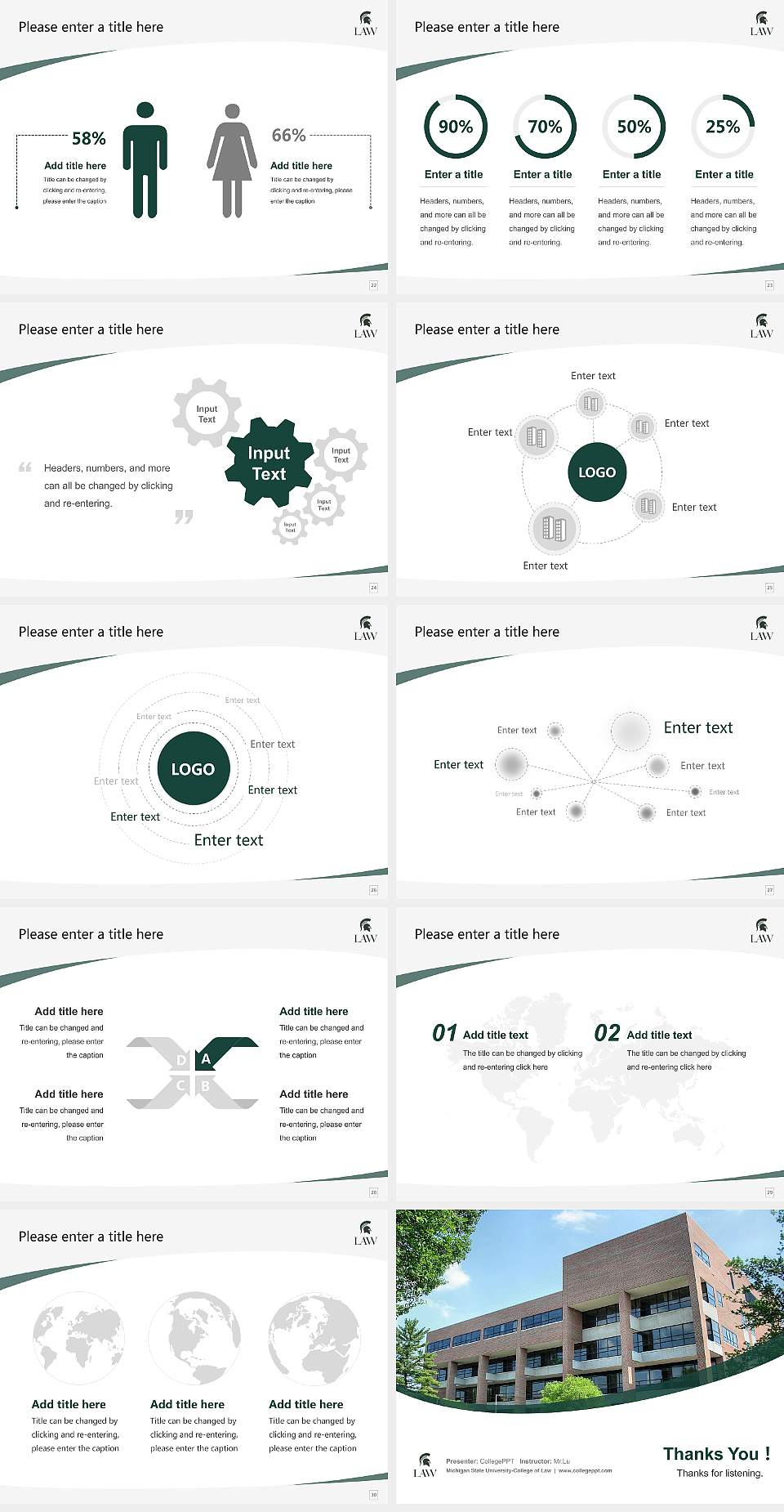Michigan State University-College of Law Course/Courseware Creation PPT Template4:3 ratio PPT effect preview image4