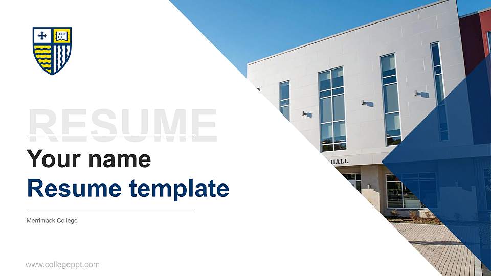 Merrimack College Resume PPT Template16:9 ratio PPT effect preview image