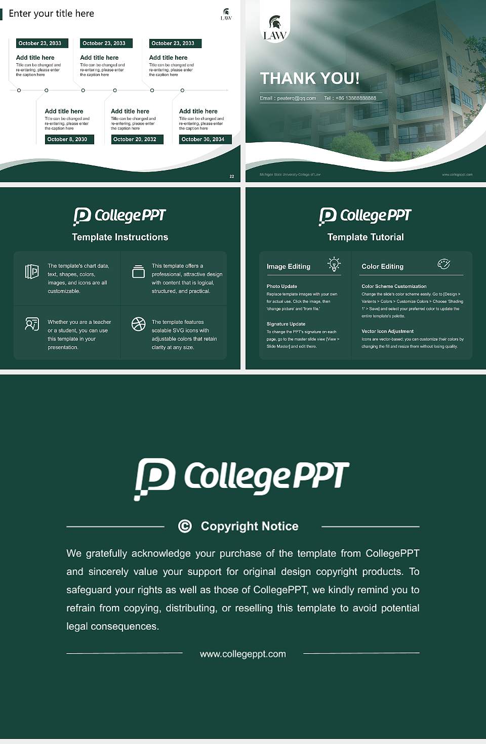 Michigan State University-College of Law Lecture Sharing and Networking Event PPT Template4:3 ratio PPT effect preview image4