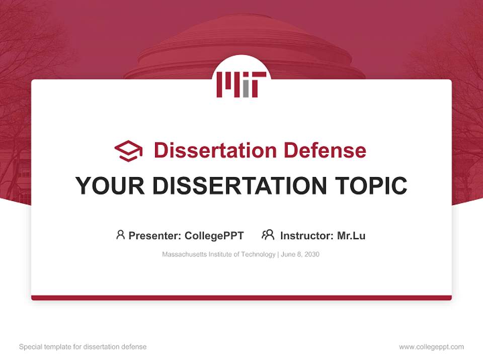 Massachusetts Institute of Technology Graduation Thesis Defense PPT Template4:3 ratio PPT effect preview image7