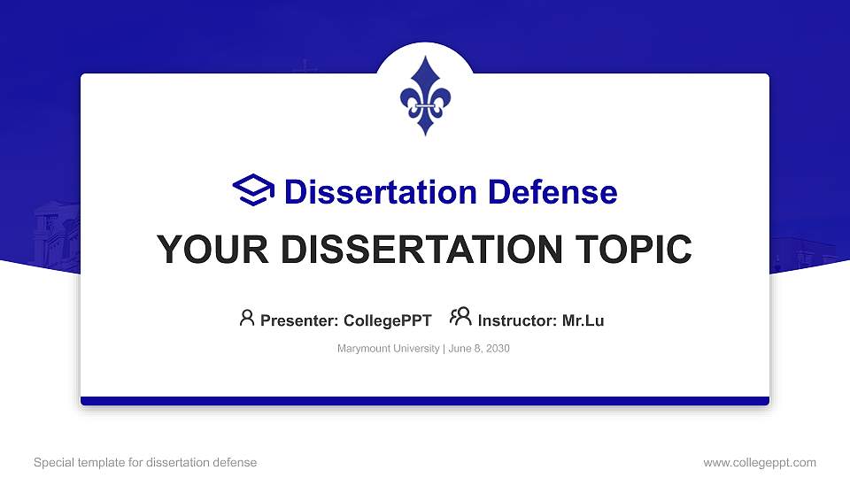 Marymount University Graduation Thesis Defense PPT Template16:9 ratio PPT effect preview image