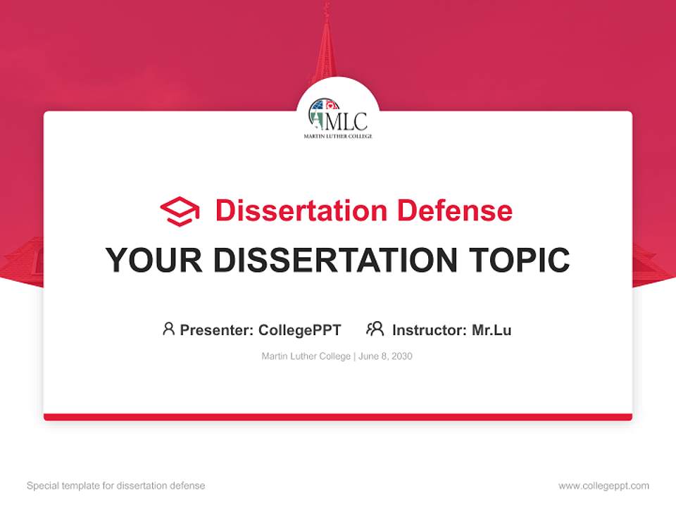 Martin Luther College Graduation Thesis Defense PPT Template4:3 ratio PPT effect preview image7