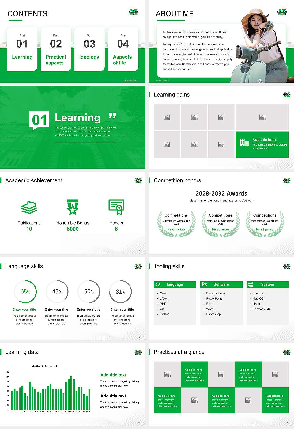 Marshall University National Scholarship Defense PPT Template16:9 ratio PPT effect preview image2