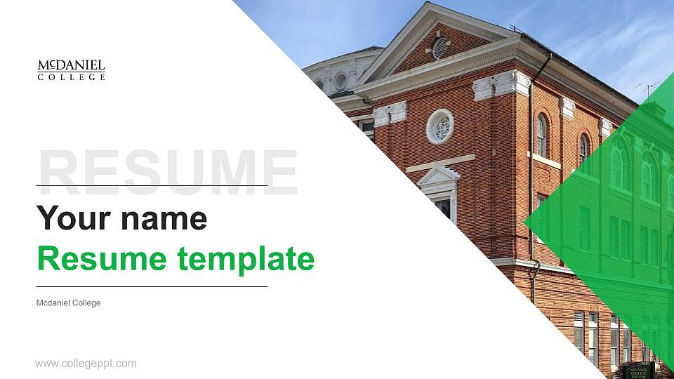 Mcdaniel College Resume PPT Template16:9 ratio PPT effect preview image