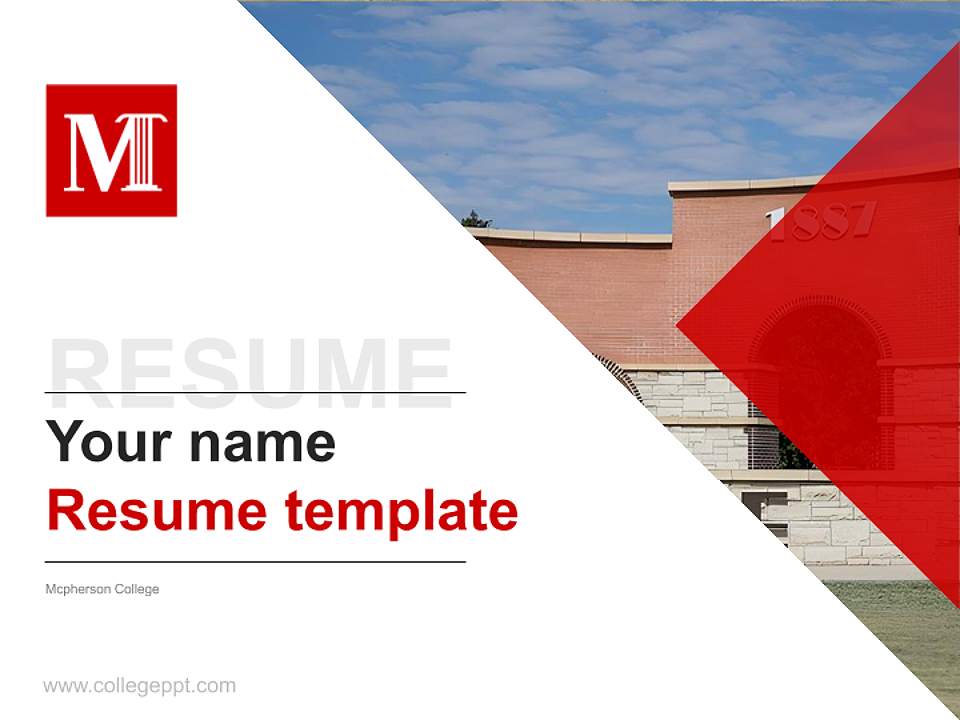 Mcpherson College Resume PPT Template4:3 ratio PPT effect preview image5