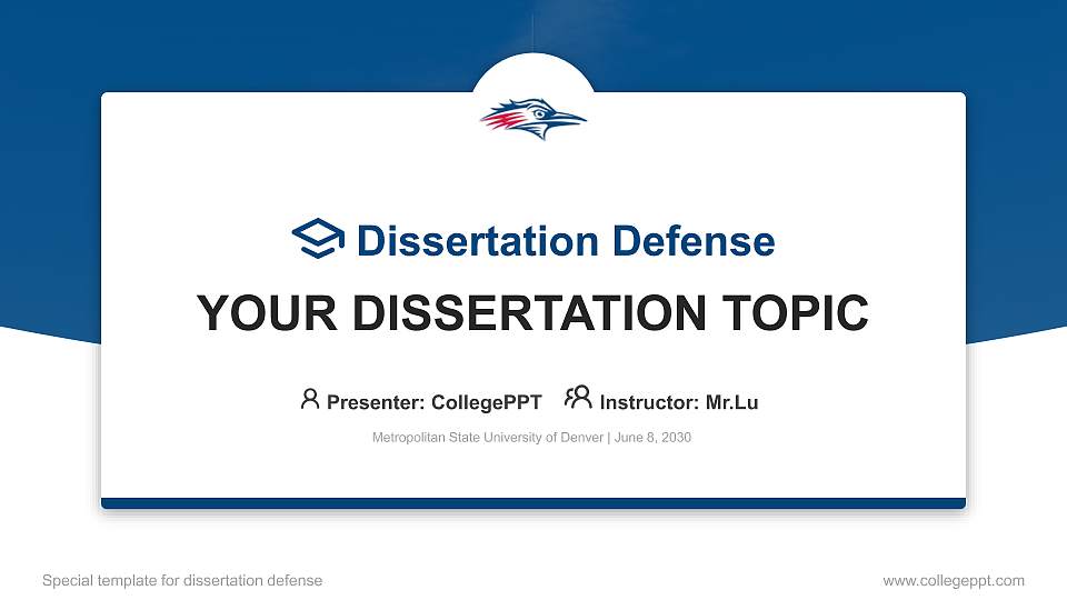 Metropolitan State University of Denver Graduation Thesis Defense PPT Template16:9 ratio PPT effect preview image