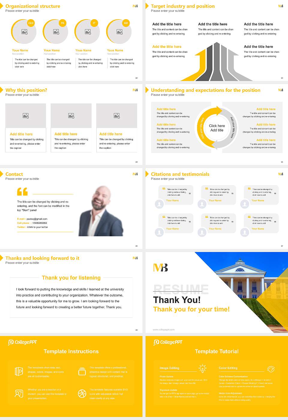 Mary Baldwin University Resume PPT Template16:9 ratio PPT effect preview image4