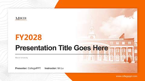Mercer University Academic Presentation/Research Findings Report PPT Template