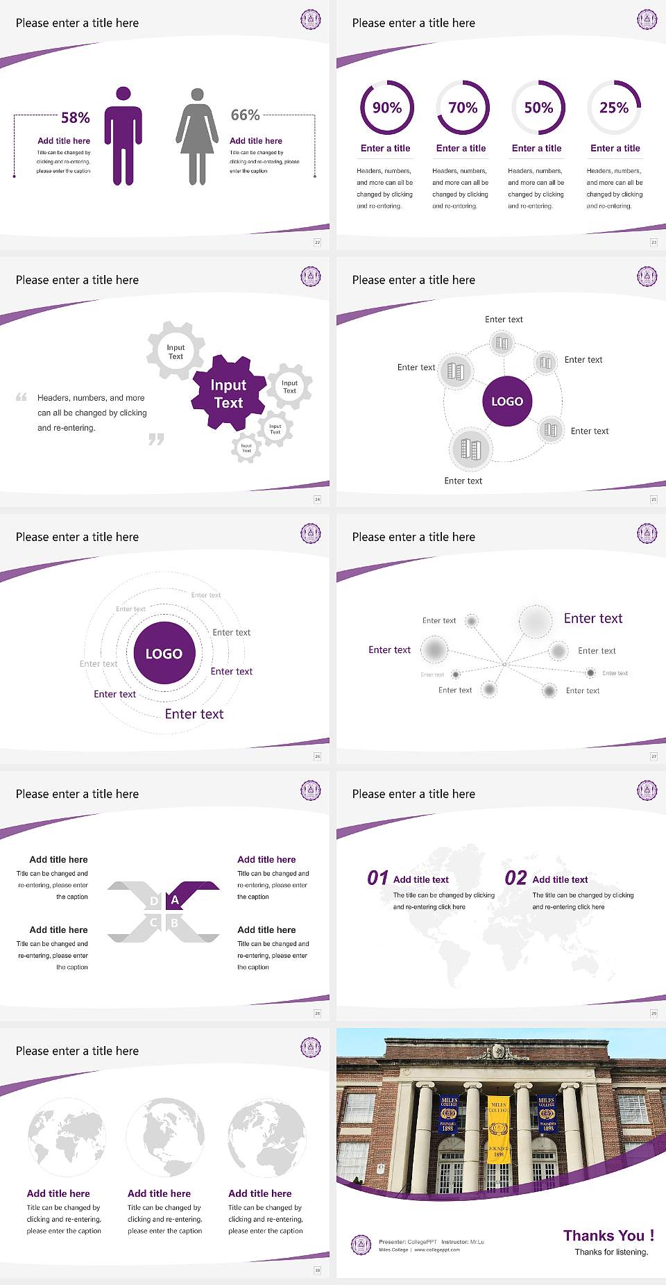 Miles College Course/Courseware Creation PPT Template4:3 ratio PPT effect preview image4