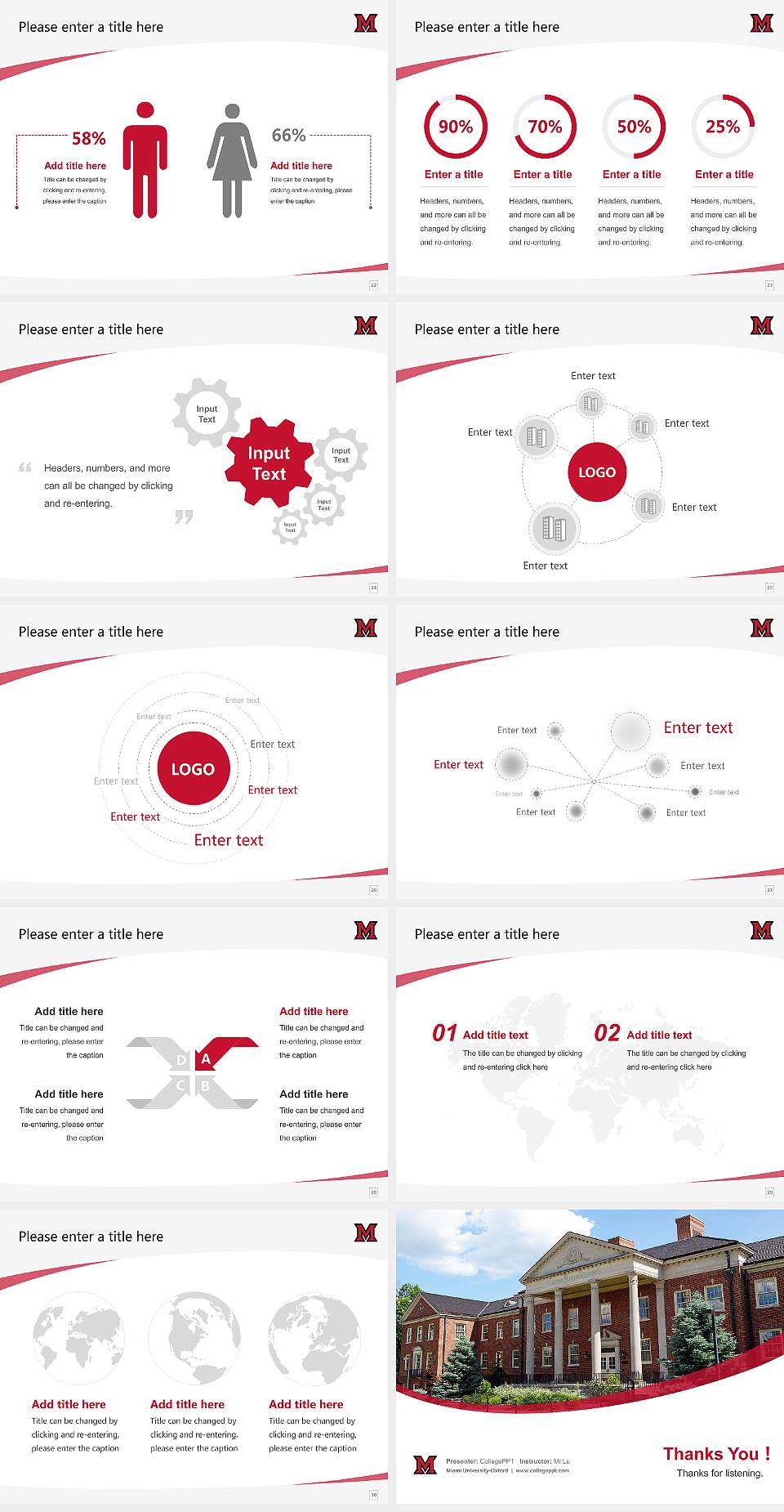 Miami University-Oxford Course/Courseware Creation PPT Template4:3 ratio PPT effect preview image4