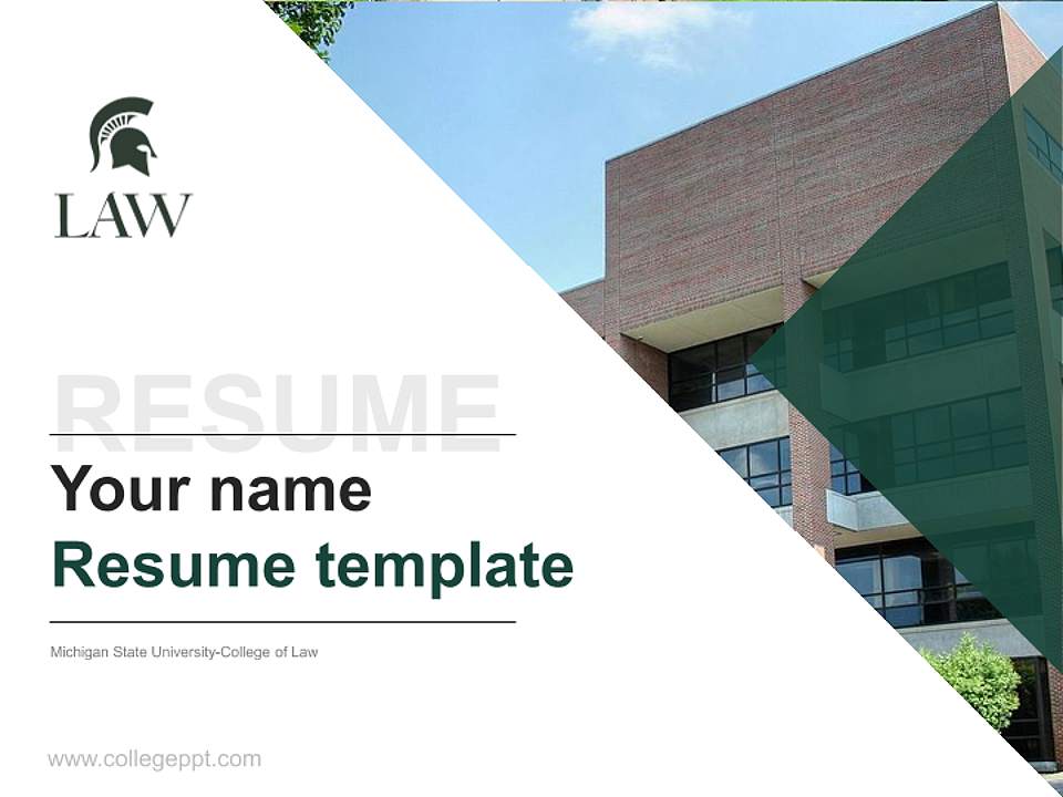 Michigan State University-College of Law Resume PPT Template4:3 ratio PPT effect preview image5