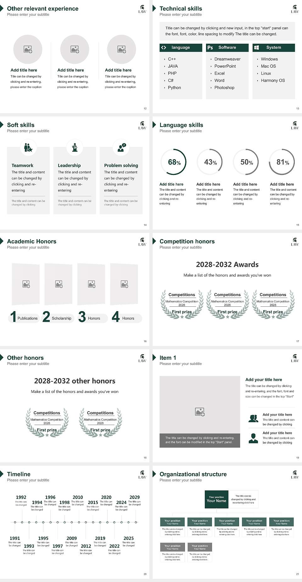 Michigan State University-College of Law Resume PPT Template4:3 ratio PPT effect preview image3