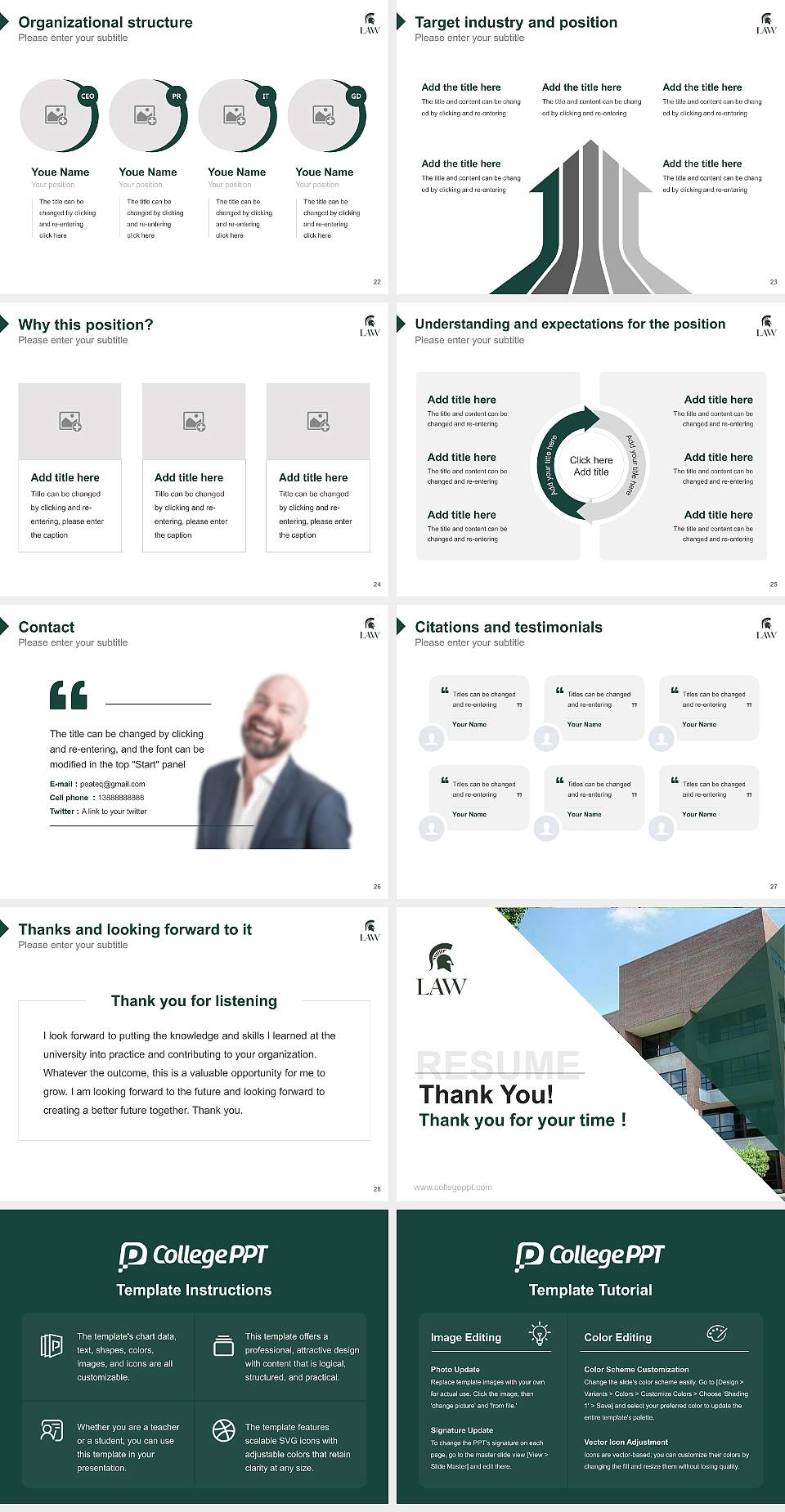 Michigan State University-College of Law Resume PPT Template4:3 ratio PPT effect preview image4