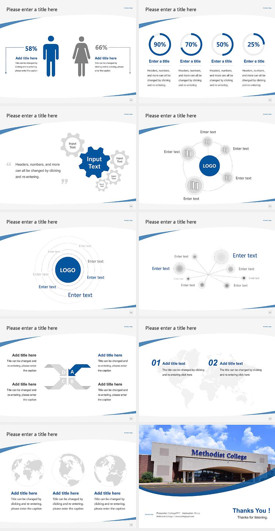 Methodist College Course/Courseware Creation PPT Template4:3 ratio PPT effect preview image4