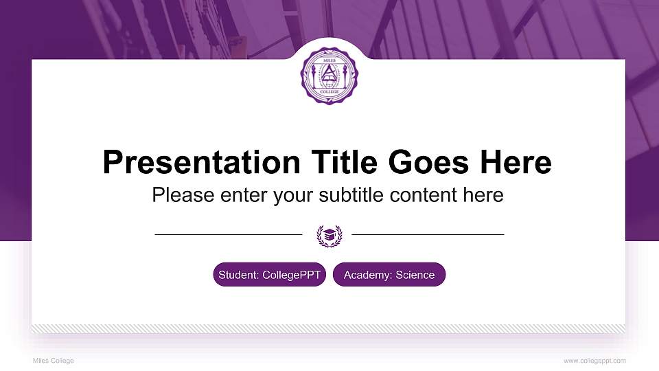 Miles College National Scholarship Defense PPT Template16:9 ratio PPT effect preview image