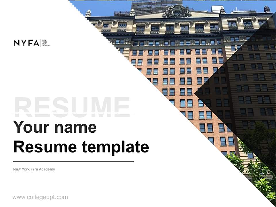 New York Film Academy Resume PPT Template4:3 ratio PPT effect preview image5