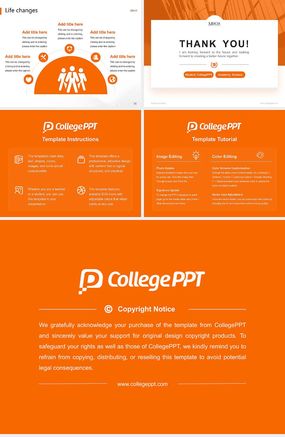 Mercer University National Scholarship Defense PPT Template4:3 ratio PPT effect preview image4