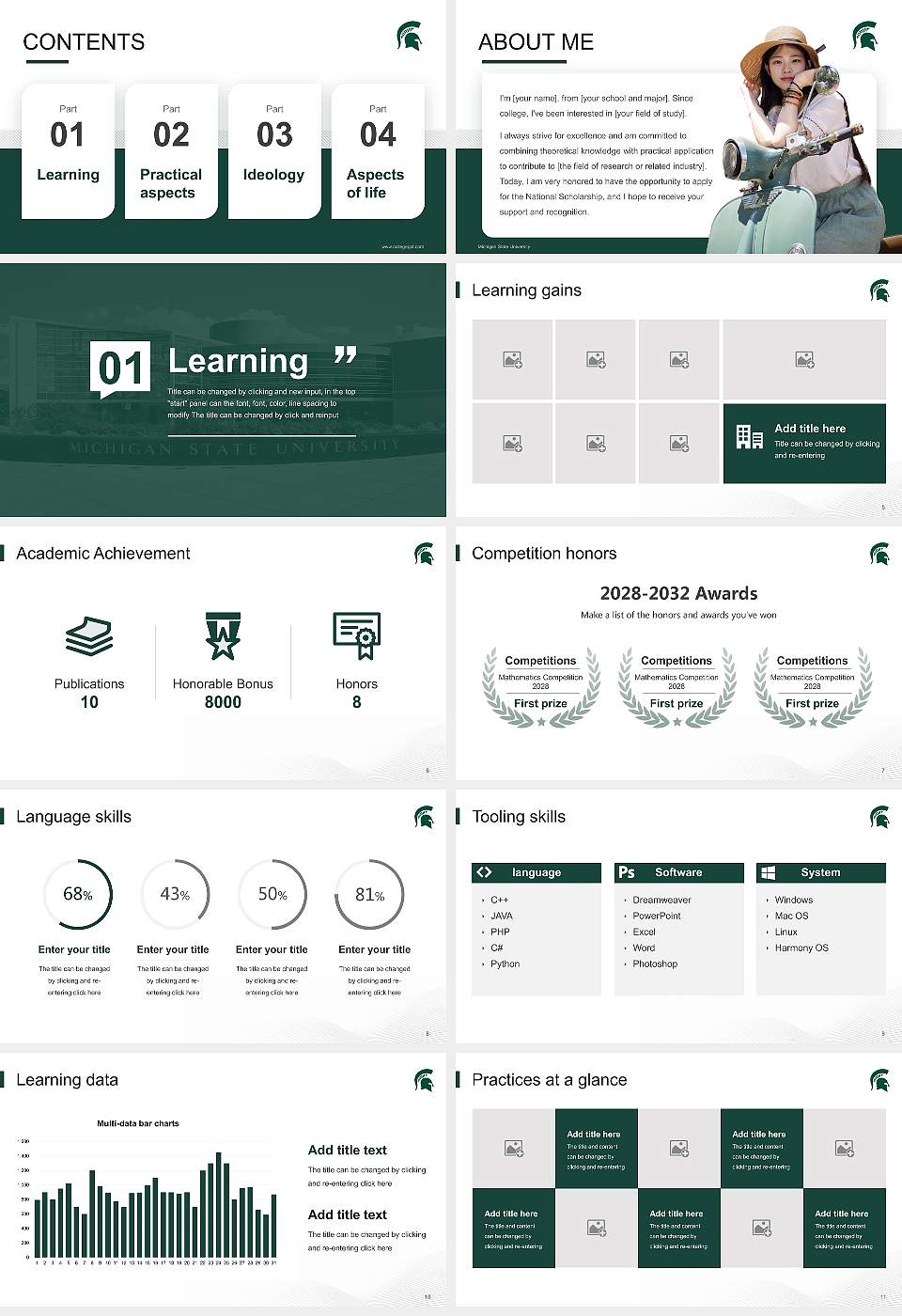 Michigan State University National Scholarship Defense PPT Template16:9 ratio PPT effect preview image2